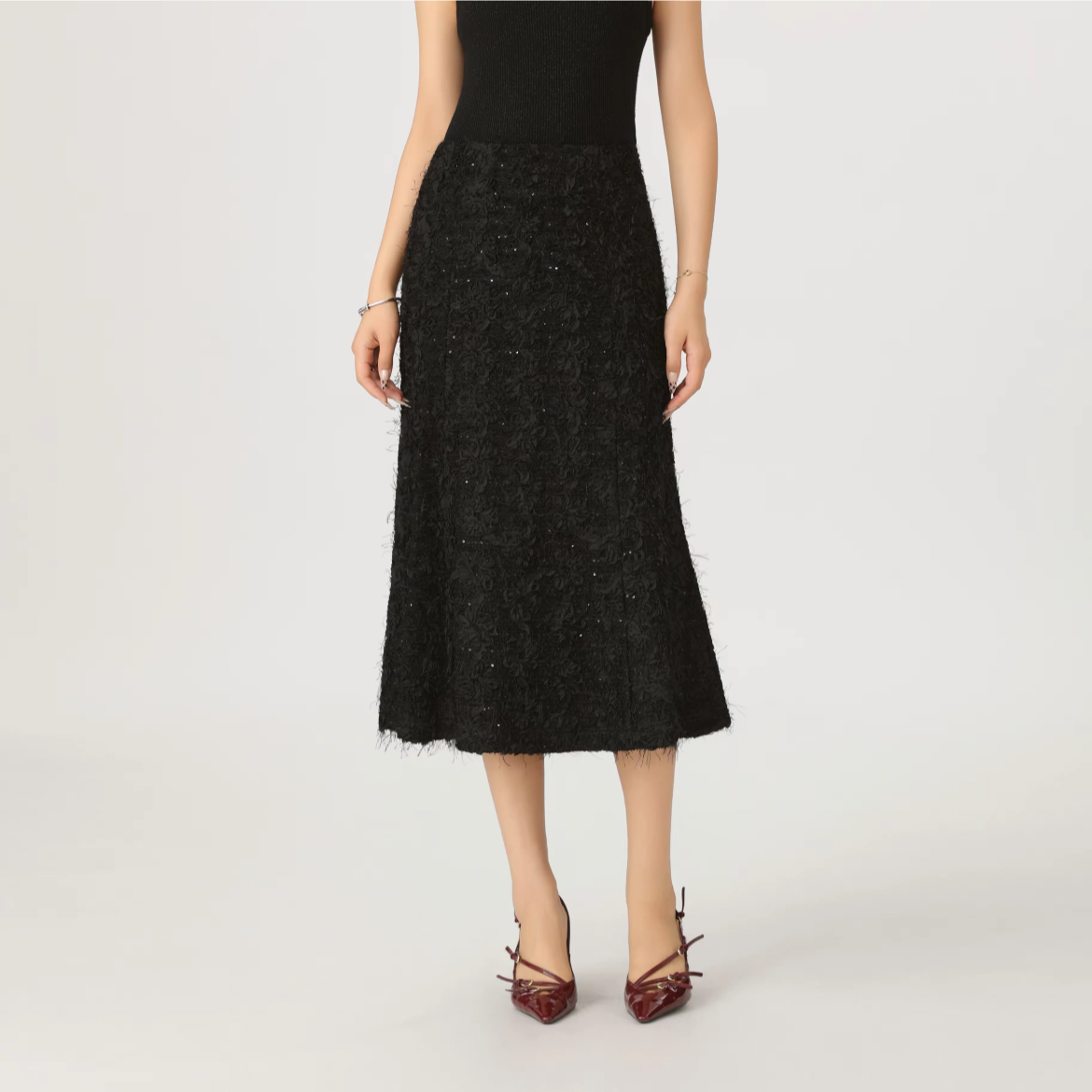 AMASS/阿玛施 新款小众设计时尚显瘦百搭鱼尾中长款半身裙5200404