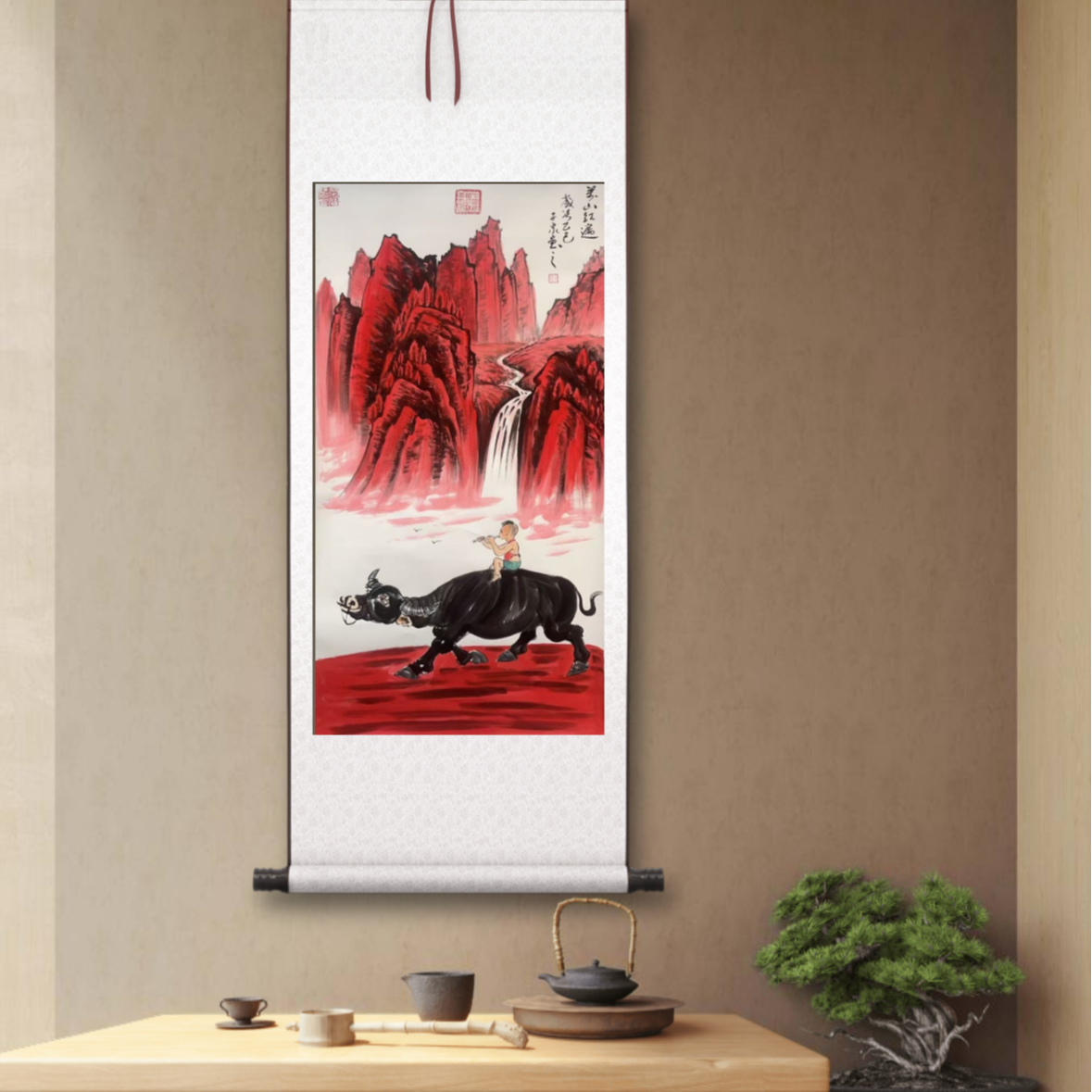 于子泉《万山红遍》四尺卷轴