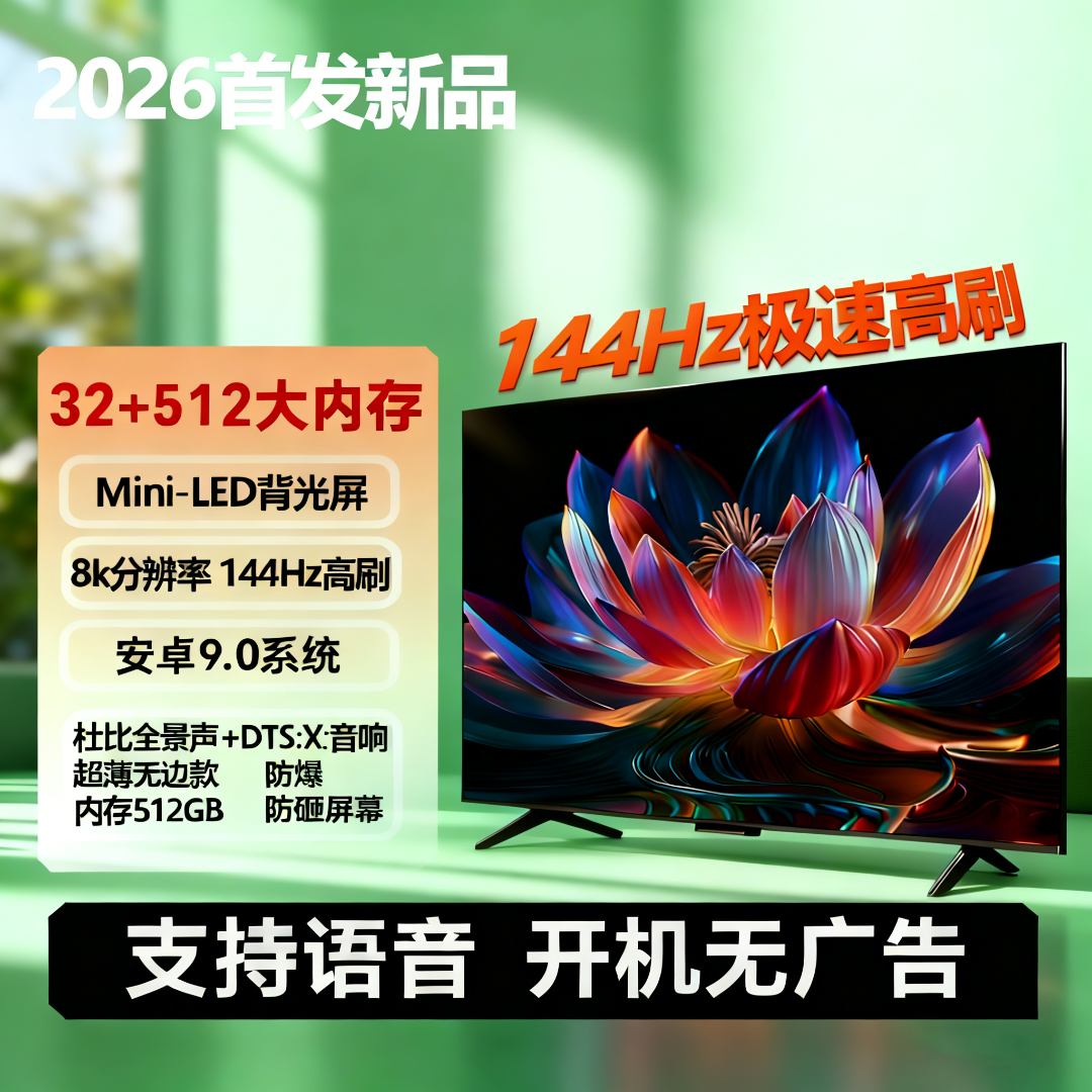 【100英寸长220高127】智能语音超高清护眼超薄液晶网络蓝牙电视机