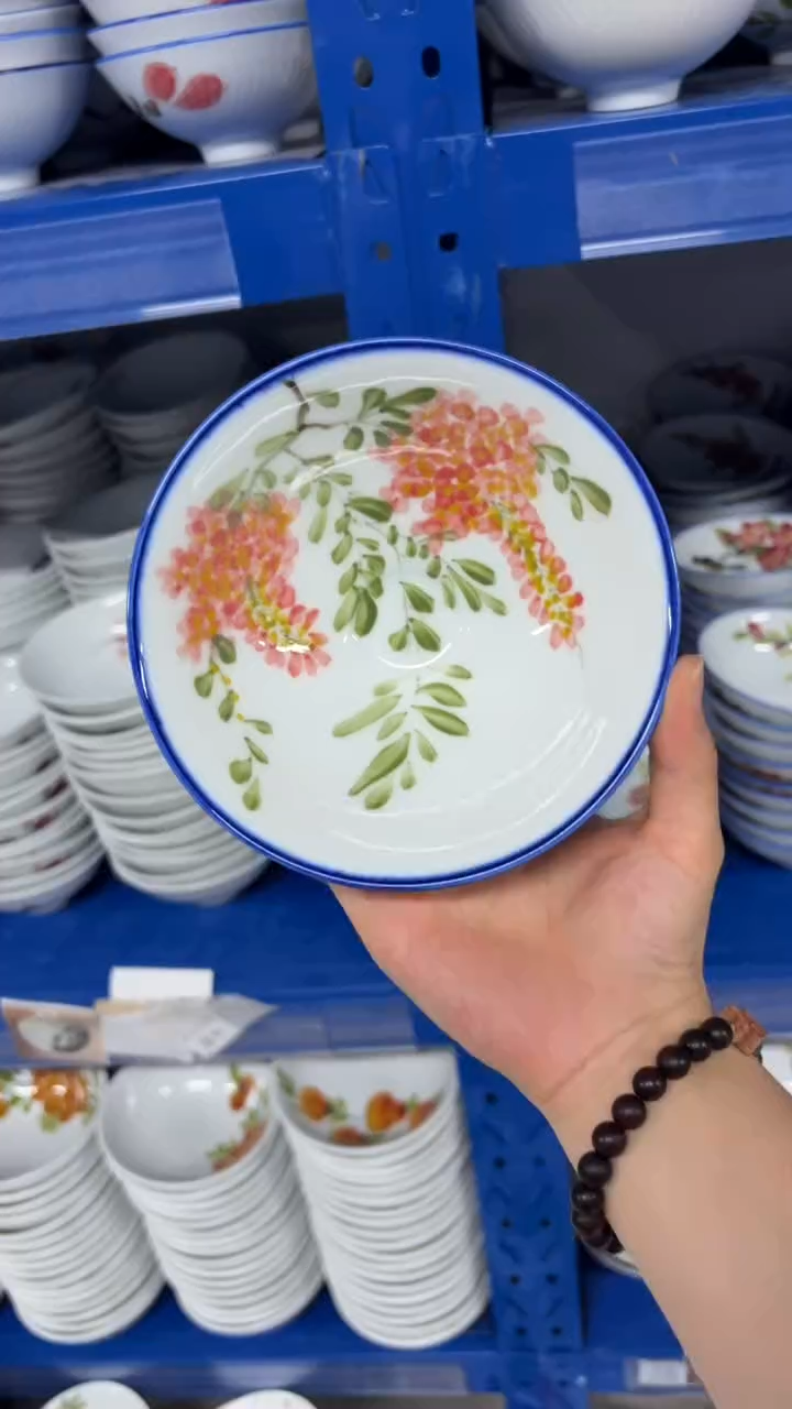 瓷片景德镇陶瓷食品级手绘釉中彩-斗笠碗
