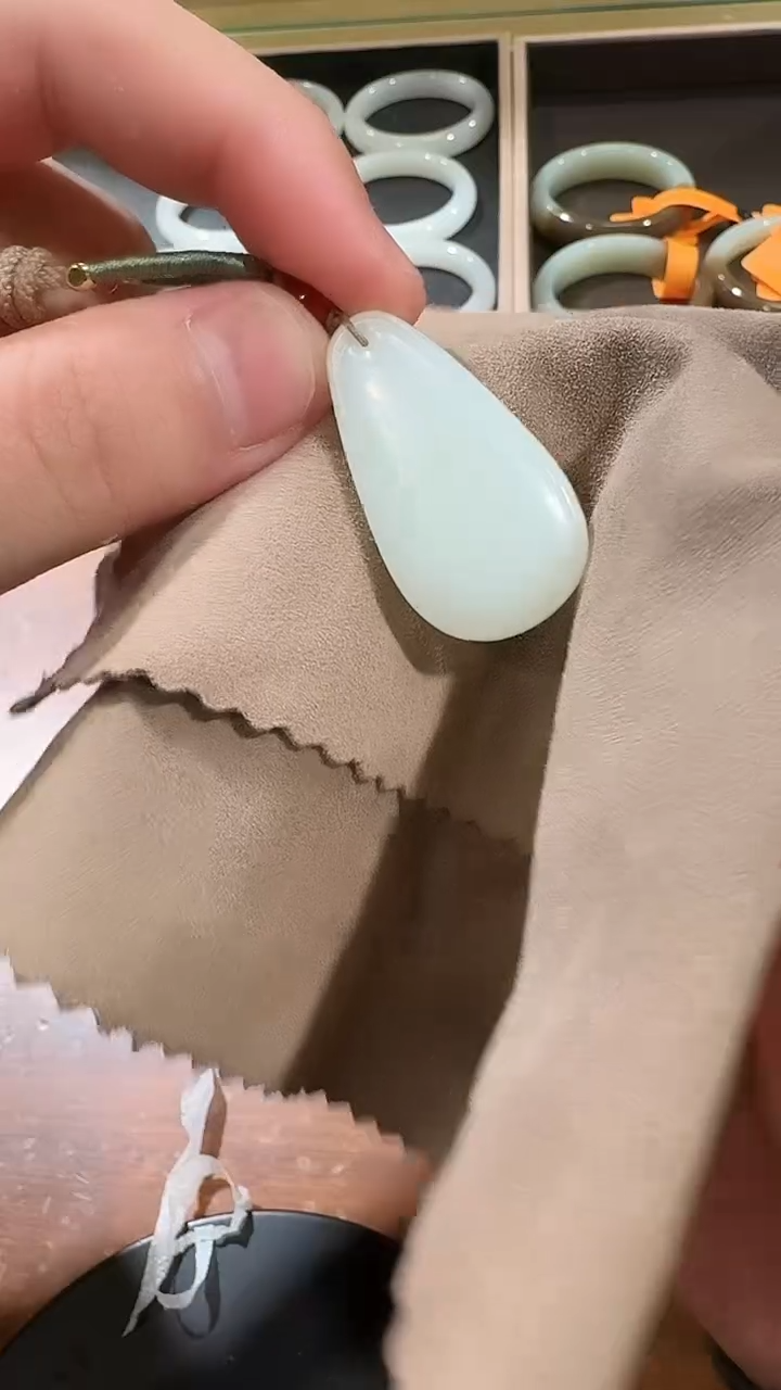 【闪购商品】和田玉吊坠未镶嵌1046 和田玉白玉水滴平安牌