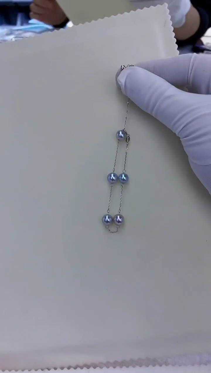 18K金镶嵌饰品海水珍珠7-8真多麻色设计款手链