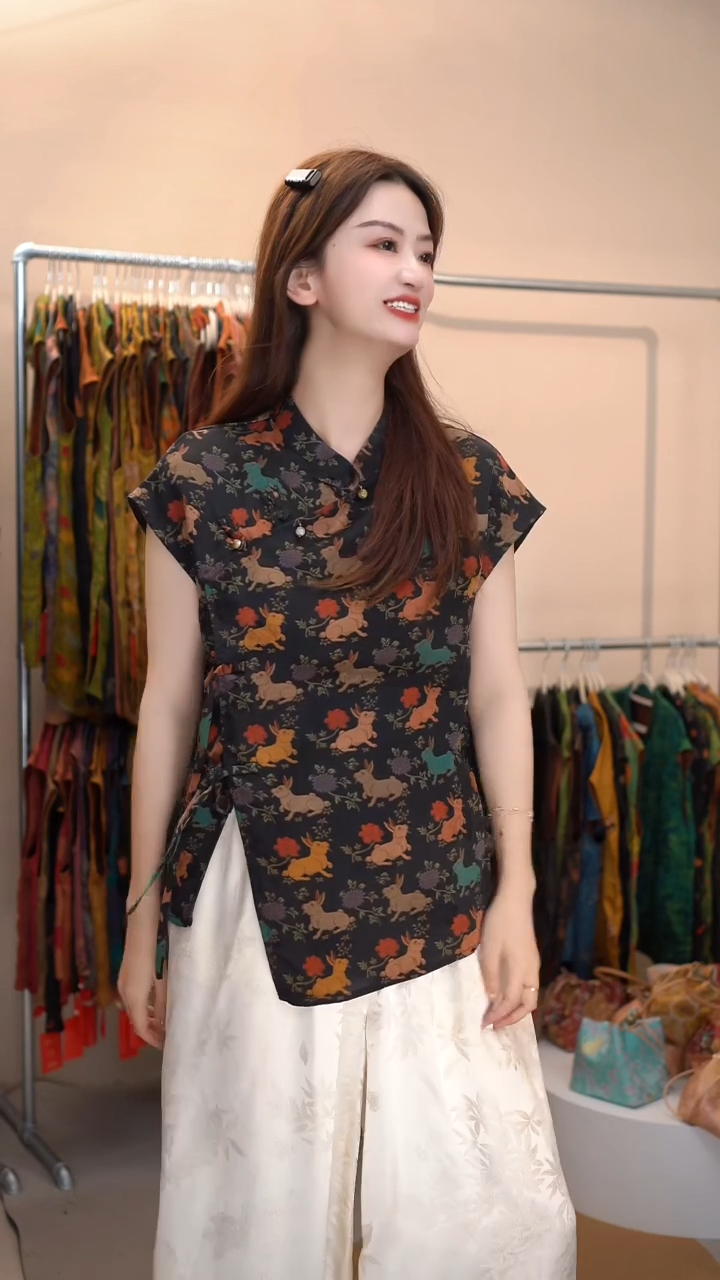 清仓不退不换默认微瑕香云纱茶服