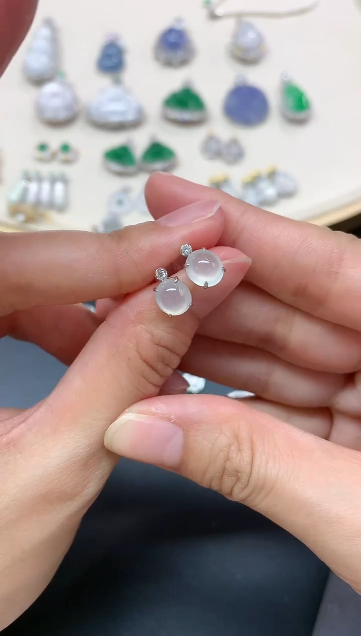 【闪购商品】翡翠18K金镶嵌耳饰A108|1880