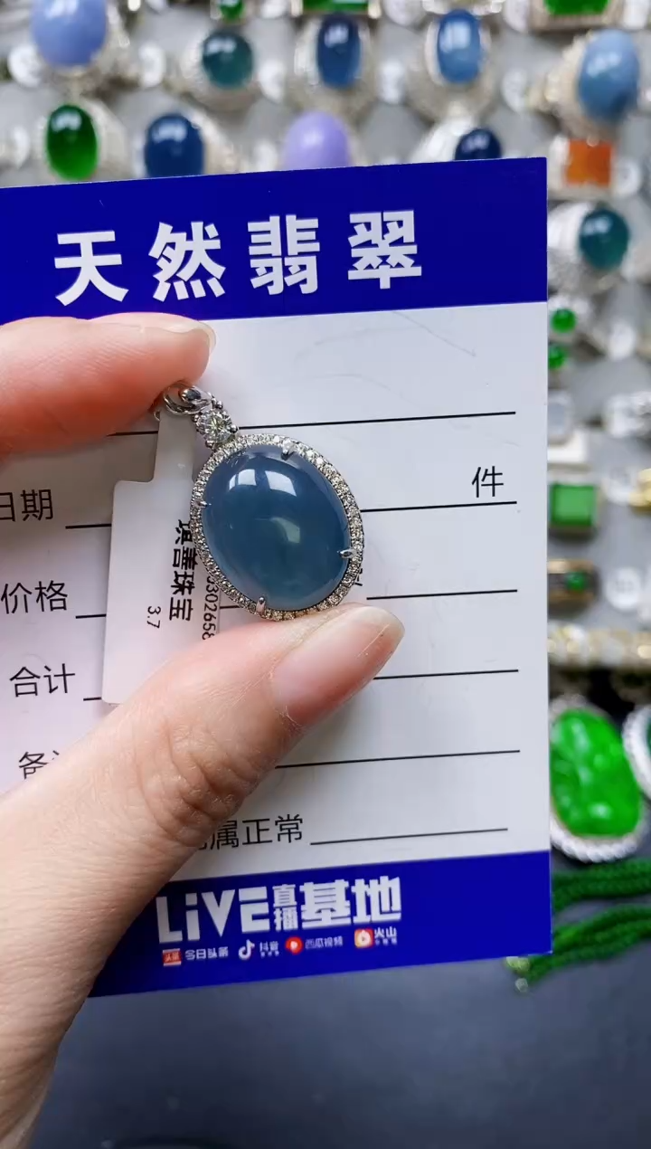 翡翠银S925镶嵌颈饰0360