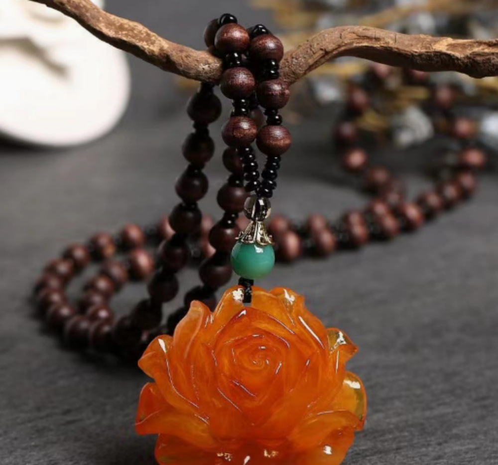 A32 老料玫瑰花项链 