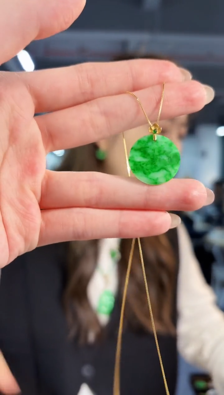 【闪购商品】翡翠吊坠(不含链)18K金镶嵌缅料A货/支持复检/一件