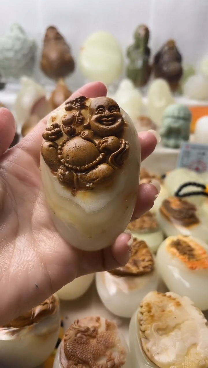 石材古青石棉纹正常不退换弥勒佛