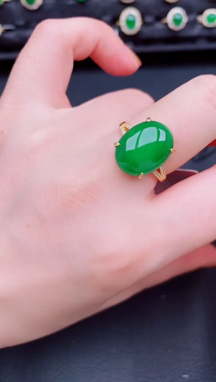 【闪购商品】翡翠戒指银S925镶嵌天然a货翡翠145