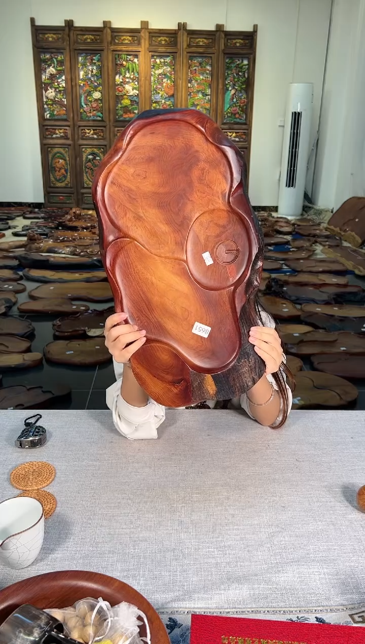 【闪购商品】大果紫檀（缅甸花梨）茶盘8651