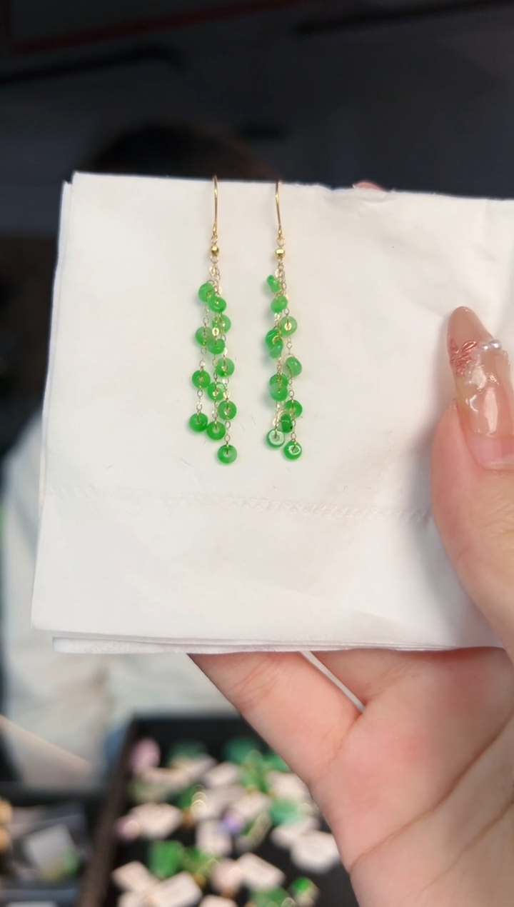 【闪购商品】翡翠耳饰18K金镶嵌缅料A货/支持复检/一件