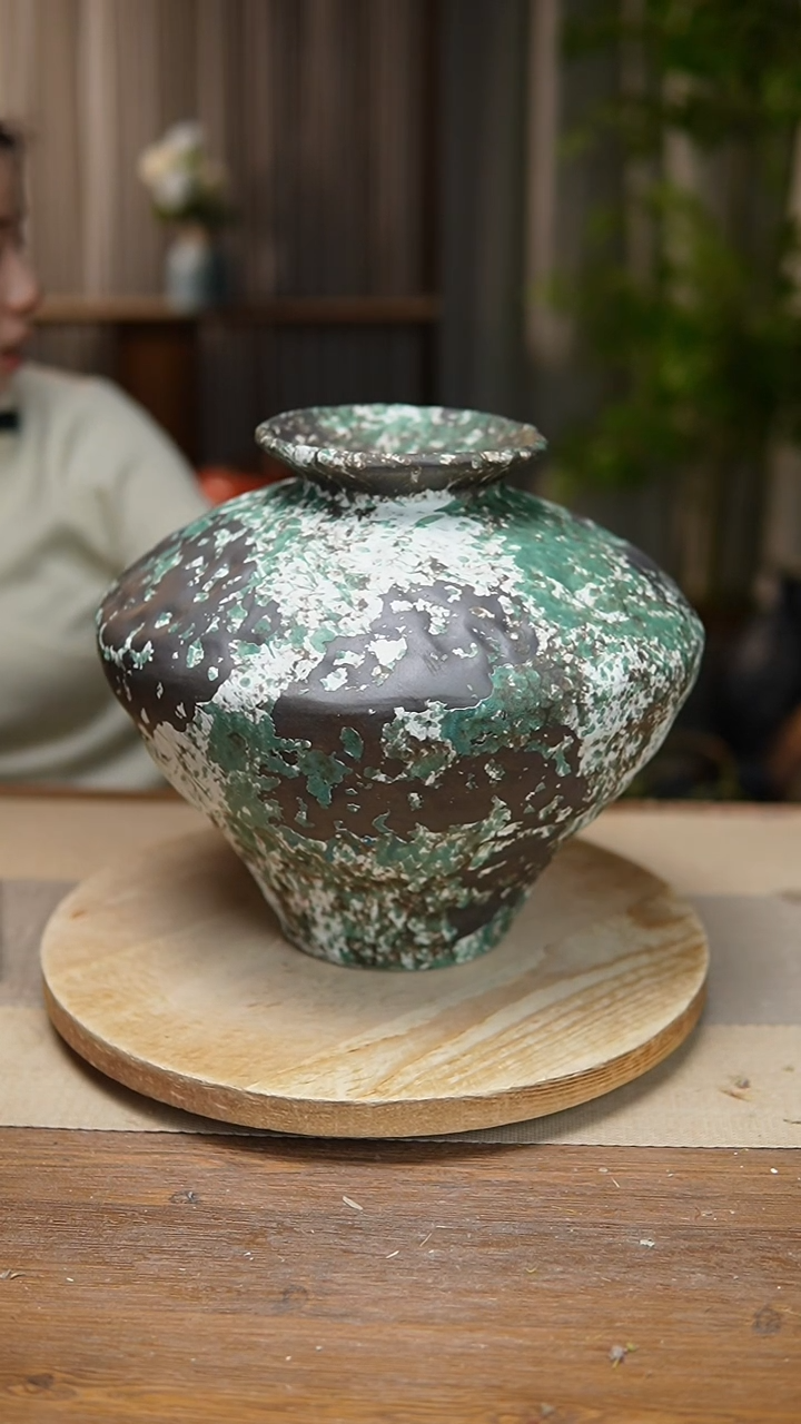 【闪购商品】陶瓷花器涂鸦绿大飞碟