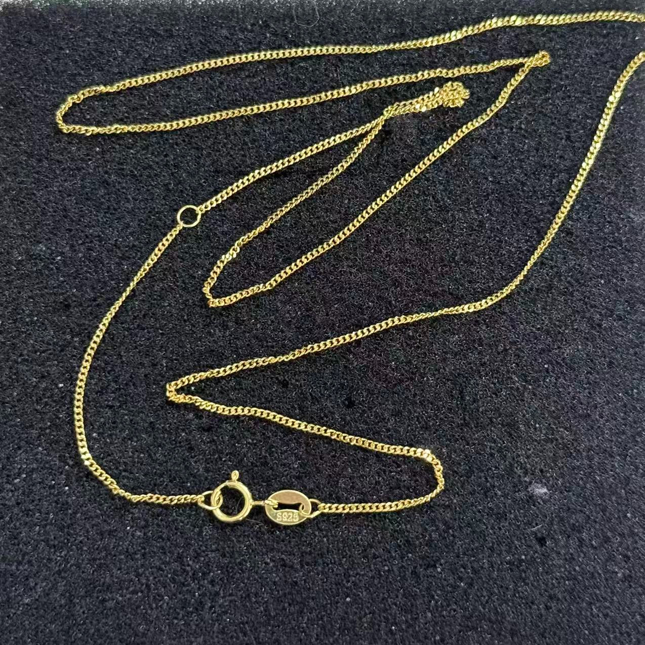 链子925银 链子925银 素925银侧身链肖邦链 金色 素链子