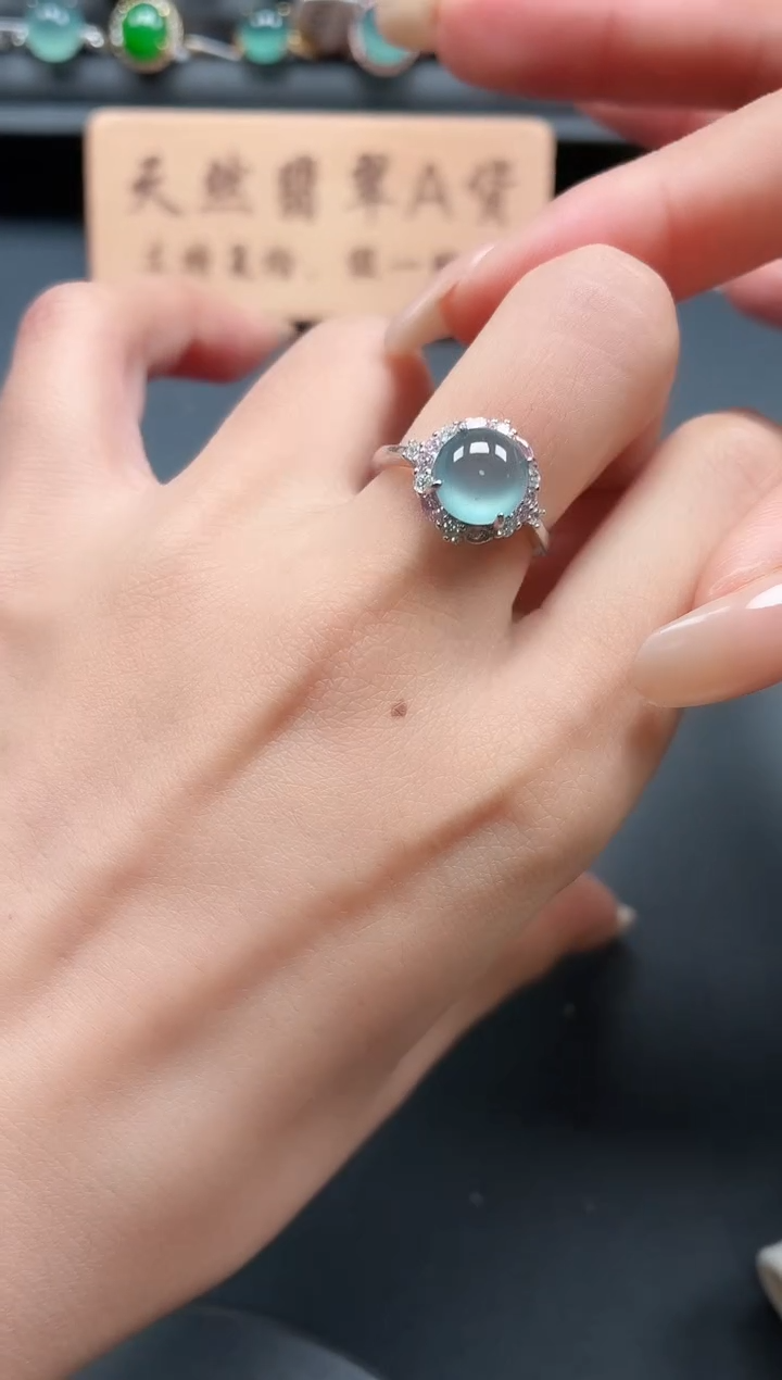 银S925镶嵌戒指翡翠111