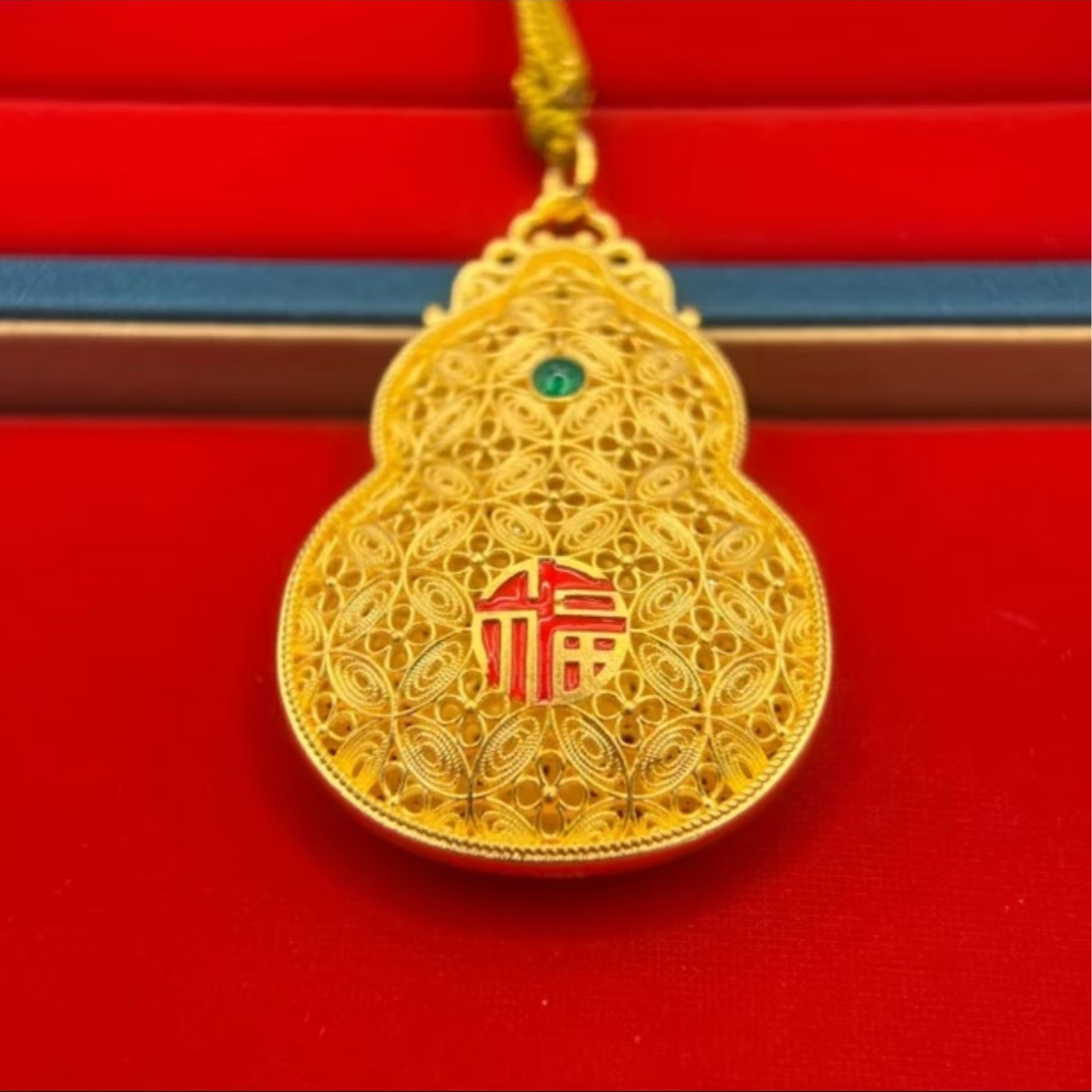 吊坠足银 银饰足银999时尚百搭光面富贵花丝葫芦轻奢首饰款