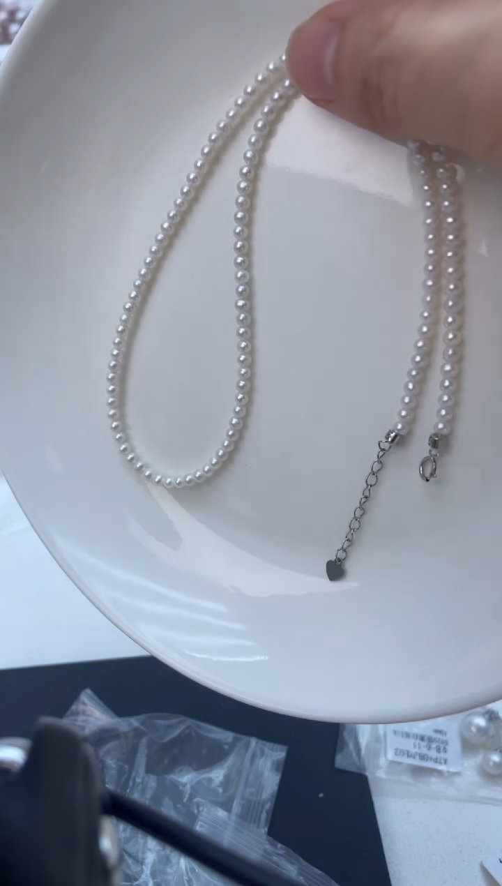 项链银S925镶嵌淡水珍珠3-4