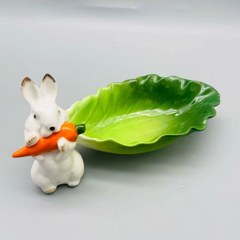 陶瓷碗可爱创意卡通家用白菜兔子零食盘