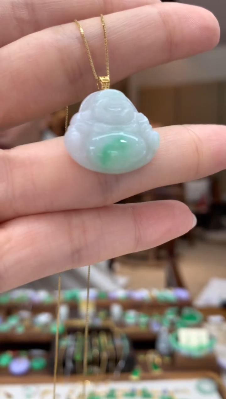 翡翠18K金镶嵌吊坠(不含链)佛公