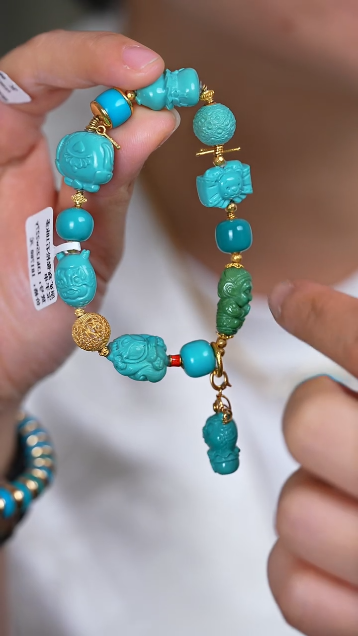 18K金镶嵌绿松石珠宝奇石26发一件