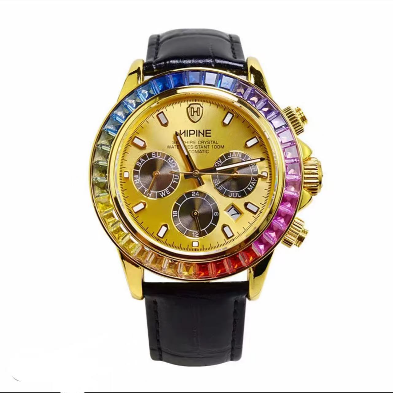 男士金表黄金手表机械机芯轻奢金色防水手表男多功能