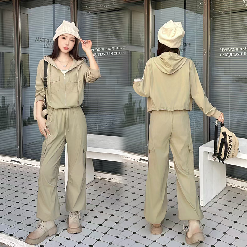 工装休闲时尚套装2025春季新款外套阔腿裤减龄洋气穿搭三件套626 