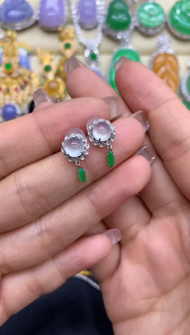 18K金镶嵌翡翠耳饰224-中国好珍宝