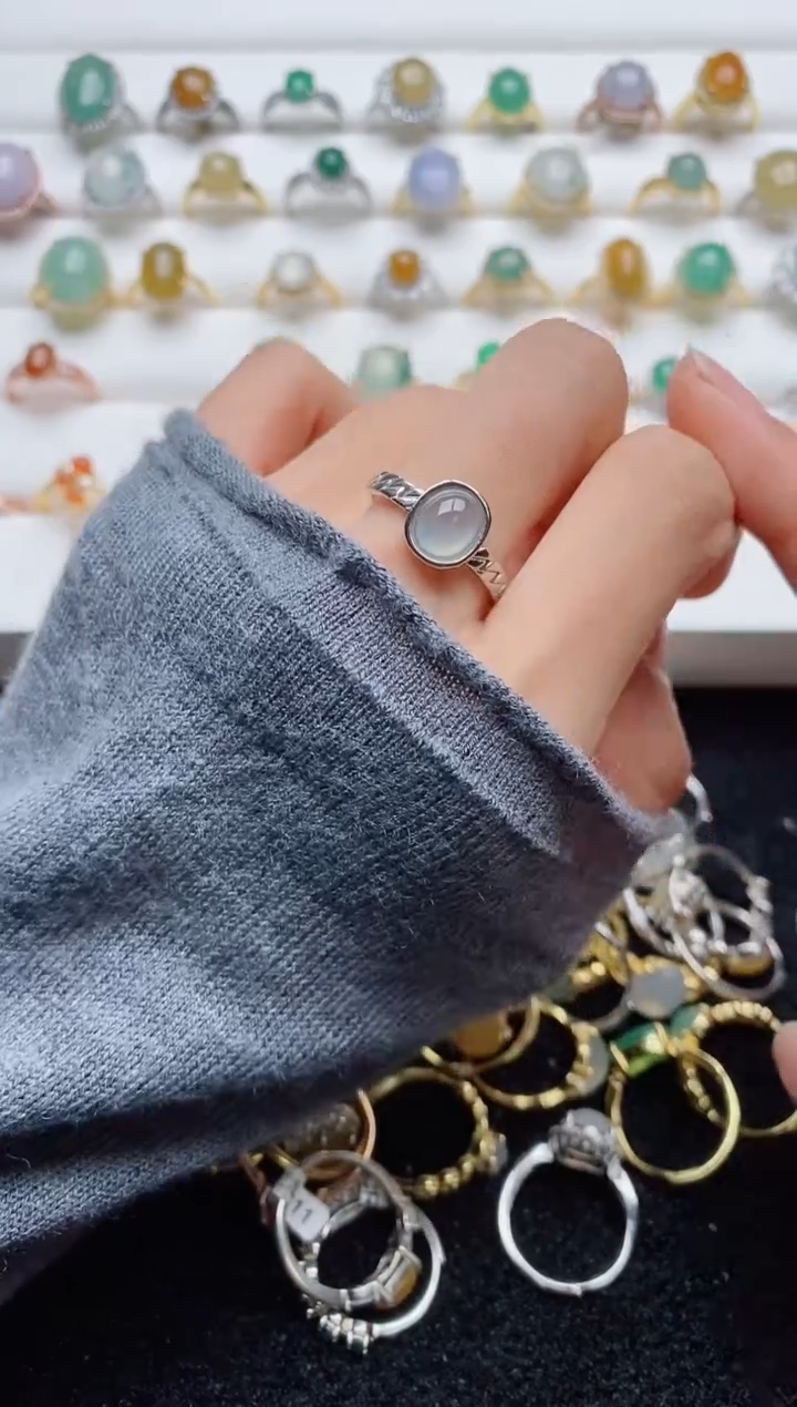 翡翠戒指银S925镶嵌.