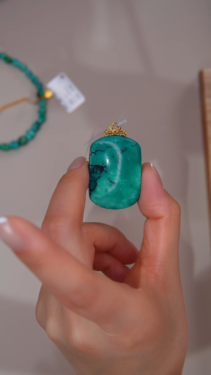 【闪购商品】绿松石吊坠(不含链)18K金镶嵌1
