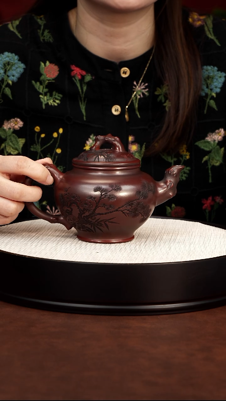 茶壶紫砂 竹节报春 龙山古乌泥 吴国政 450毫升8