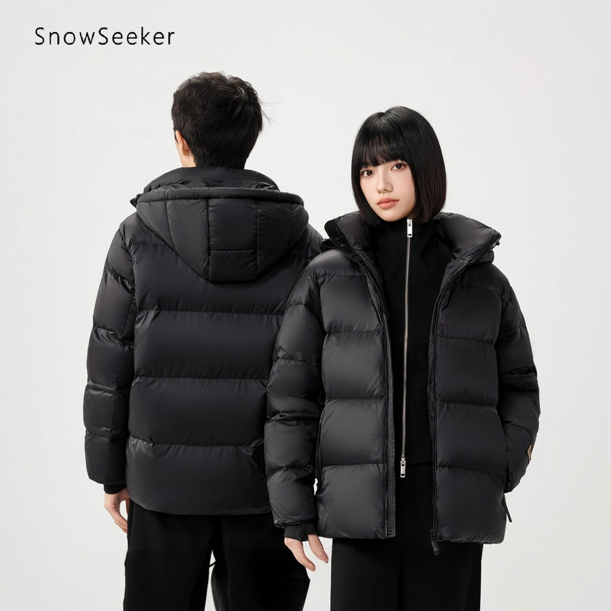 【千颂妮专享】探雪者男女同款冬季短款黑金90羽绒服TSD8820