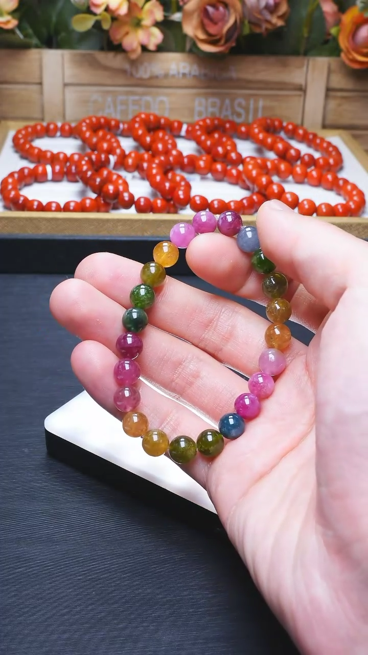 【闪购商品】碧玺L007荧光碧玺单圈8mm未镶嵌多样性发其一