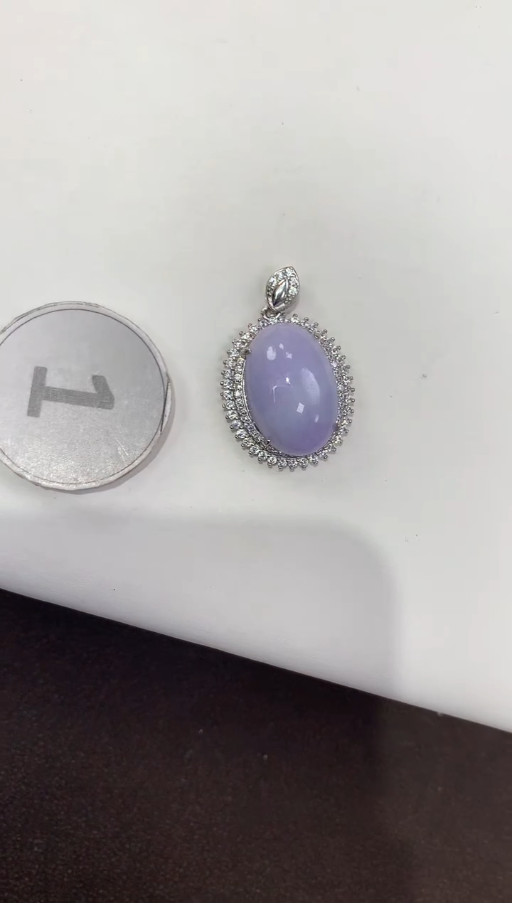 颈饰银S925镶嵌翡翠天然缅甸A货翡翠