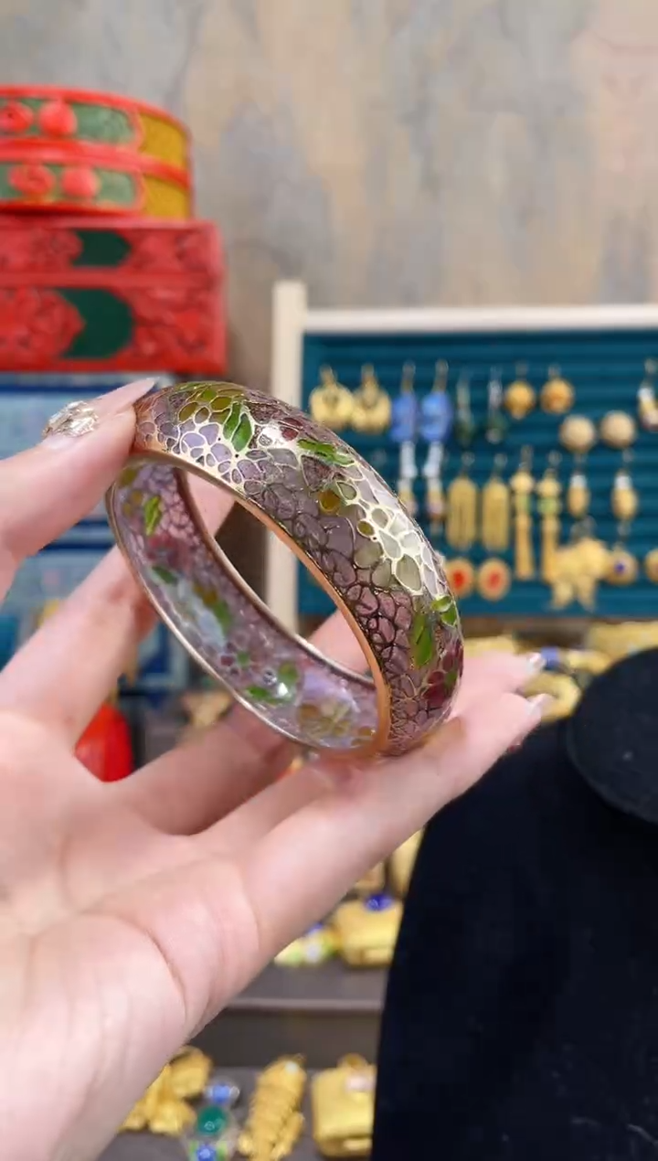 【闪购商品】非遗景泰蓝脱胎镯子60-63粉色