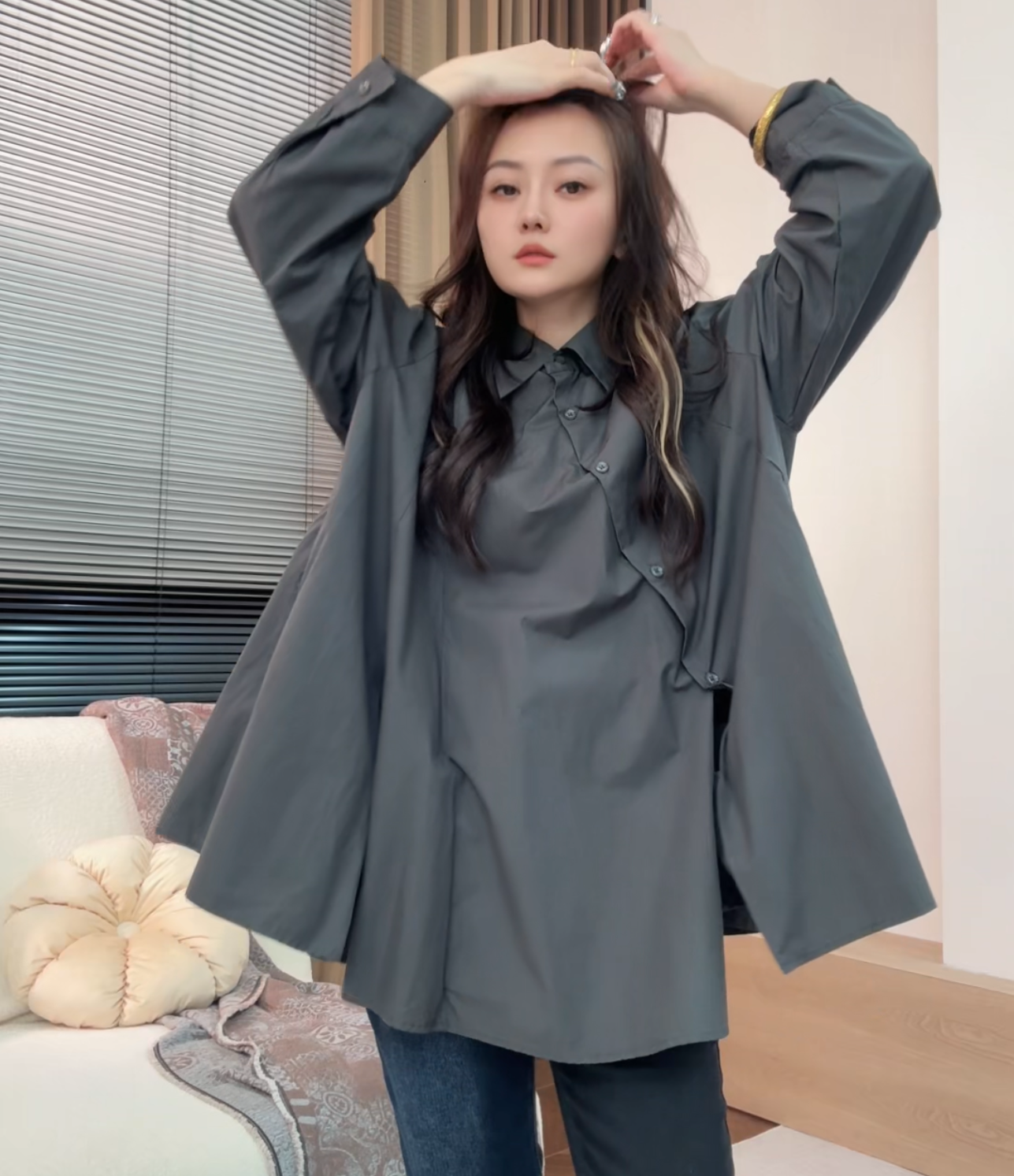 museguhui/木色古汇825119休闲气质百搭休闲时尚秋款设计款衬衣