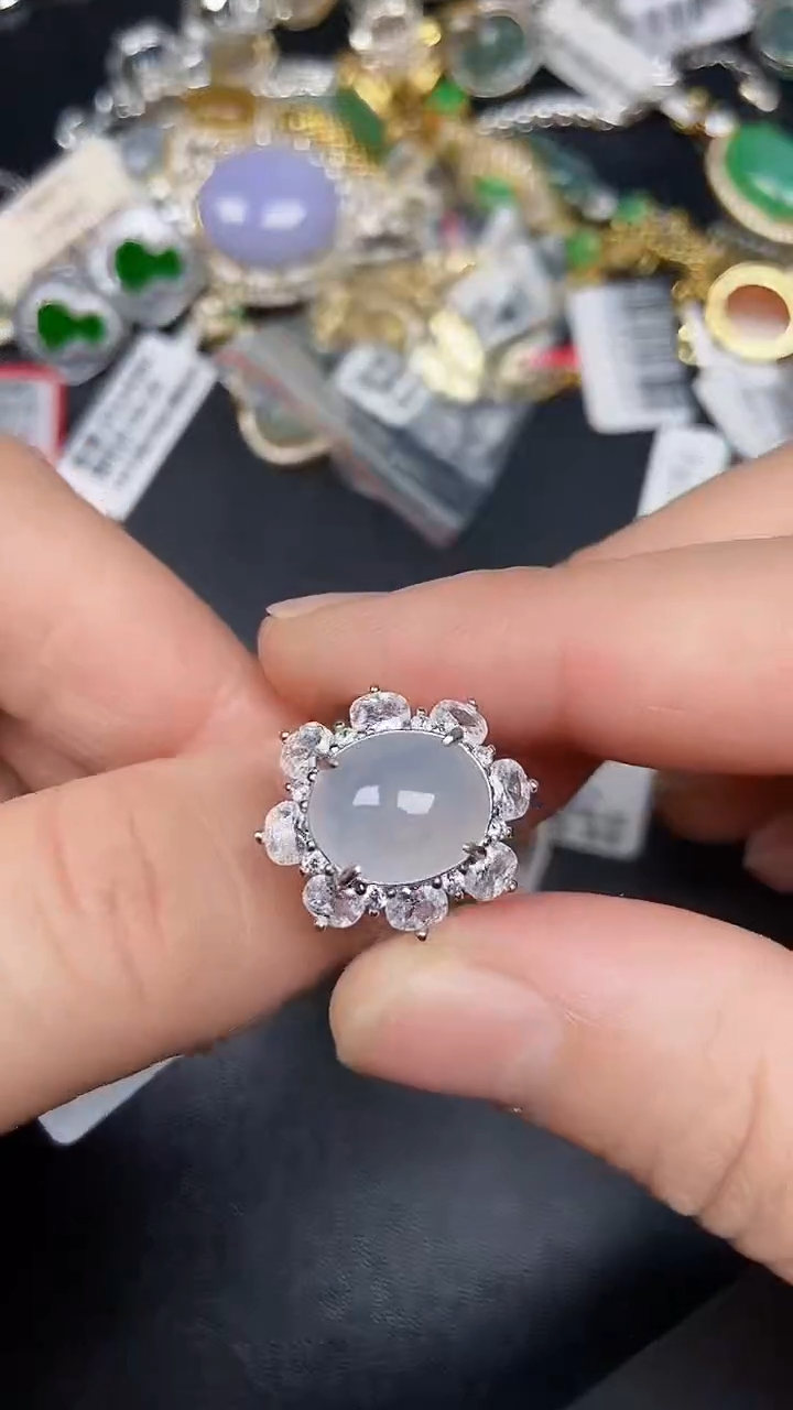 银S925镶嵌戒指翡翠1600