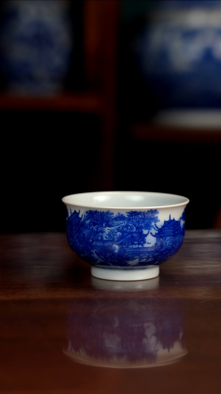 自成堂柴窑青花卢氏杯