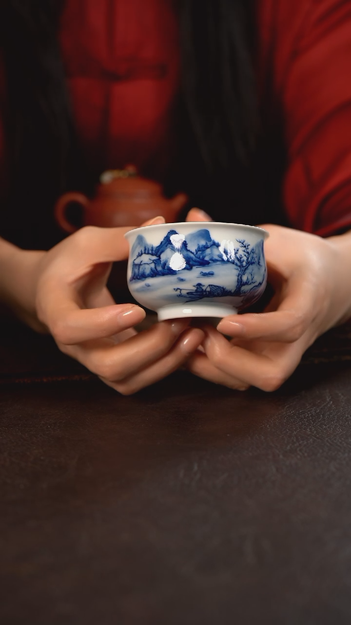 【闪购商品】杯HLX陶瓷重工山水垂钓炉式杯 随机