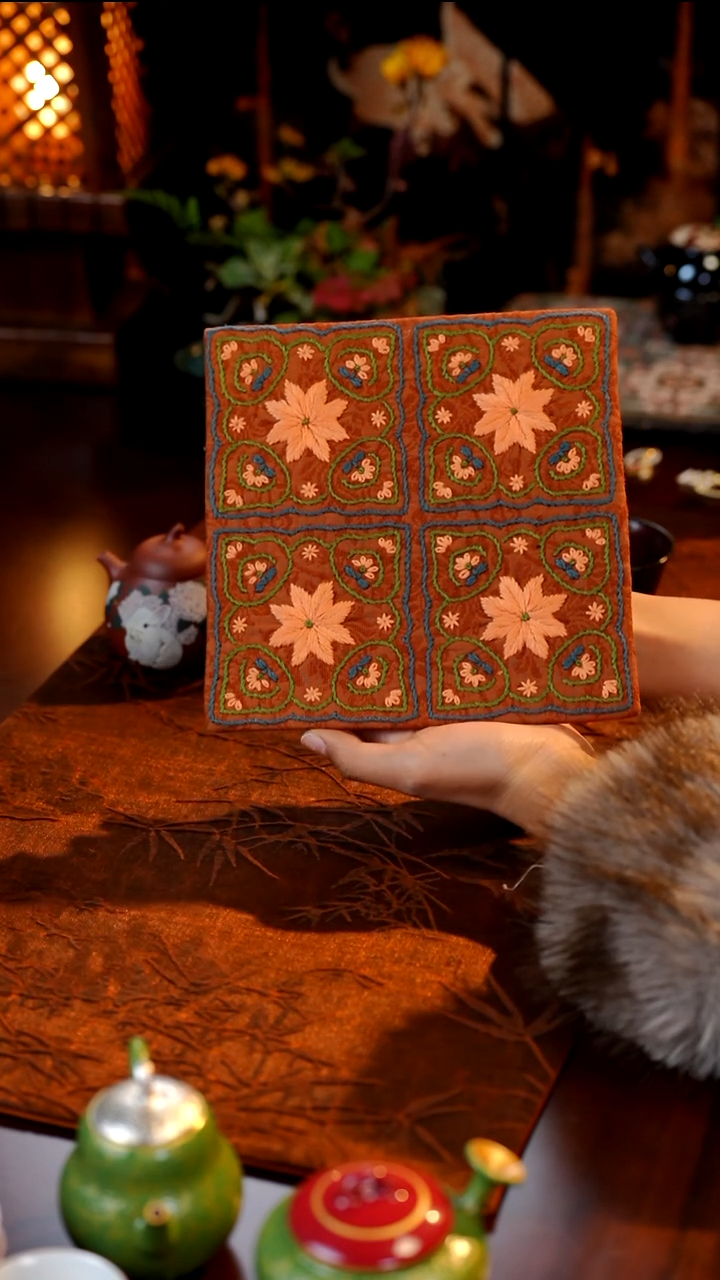 手工刺绣茶席，，，，，