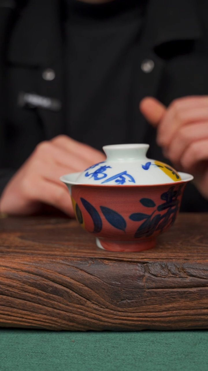 【闪购商品】瓷片寻一缕瓷香杯釉下手工手绘瓷器 小满盖碗