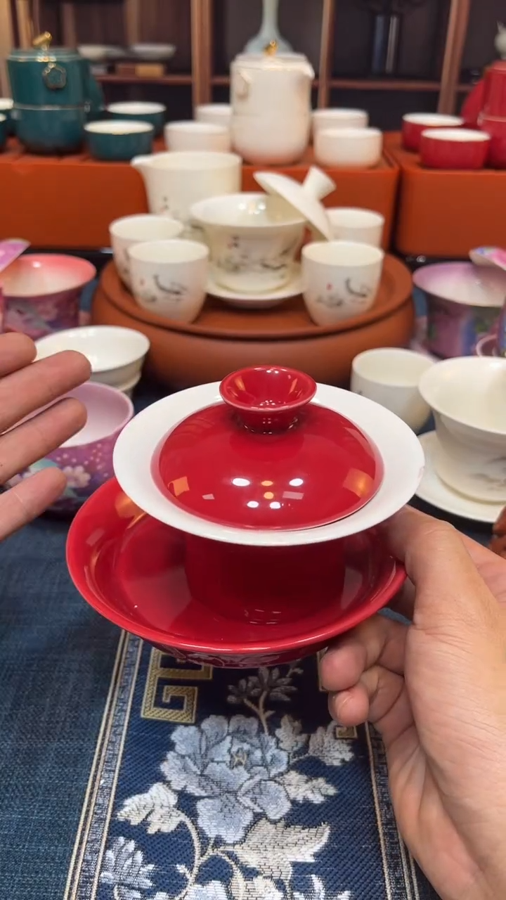 手工艺品琉璃三才盖碗