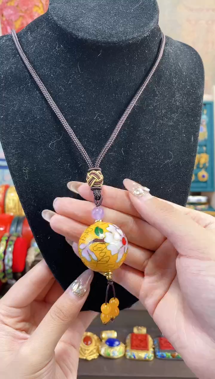 【闪购商品】非遗景泰蓝3.0单珠编绳款黄色