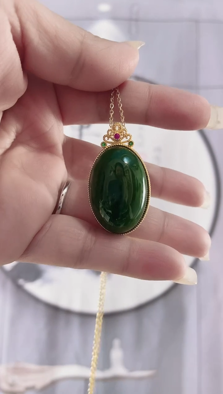 吊坠(赠链)合金和田玉（碧玉）（鸽子蛋吊坠20×30）多样性发货