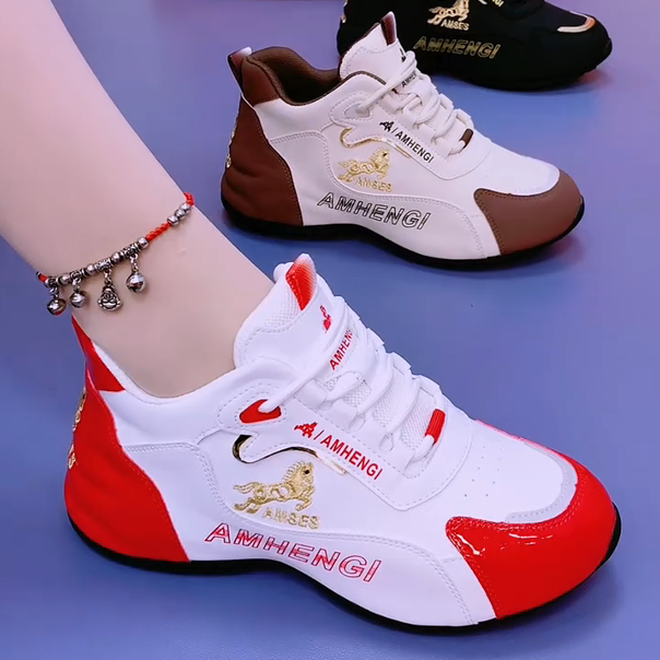 【马年限定款】2026年新款香港轻奢运动休闲软底时尚全皮面增高鞋zb