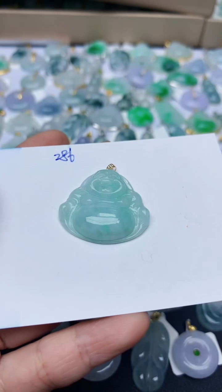 【闪购商品】翡翠颈饰18K金镶嵌天然翡翠A货  