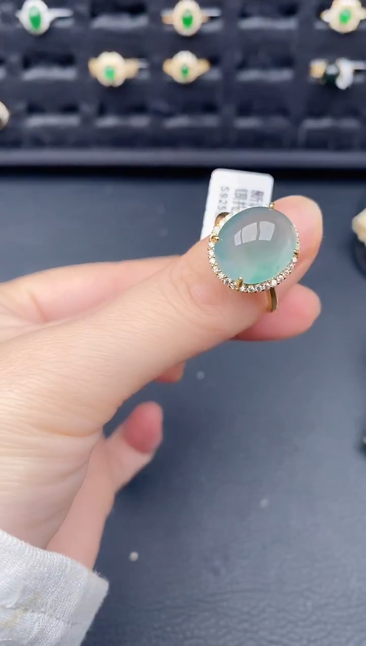 银S925镶嵌戒指翡翠天然a货翡翠152