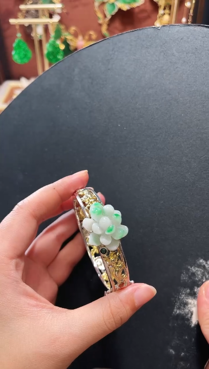 【闪购商品】翡翠手镯银S925镶嵌支持48小时鉴赏