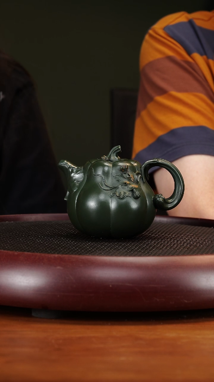 茶壶紫砂3CYL高南瓜  鸣远绿泥230cc