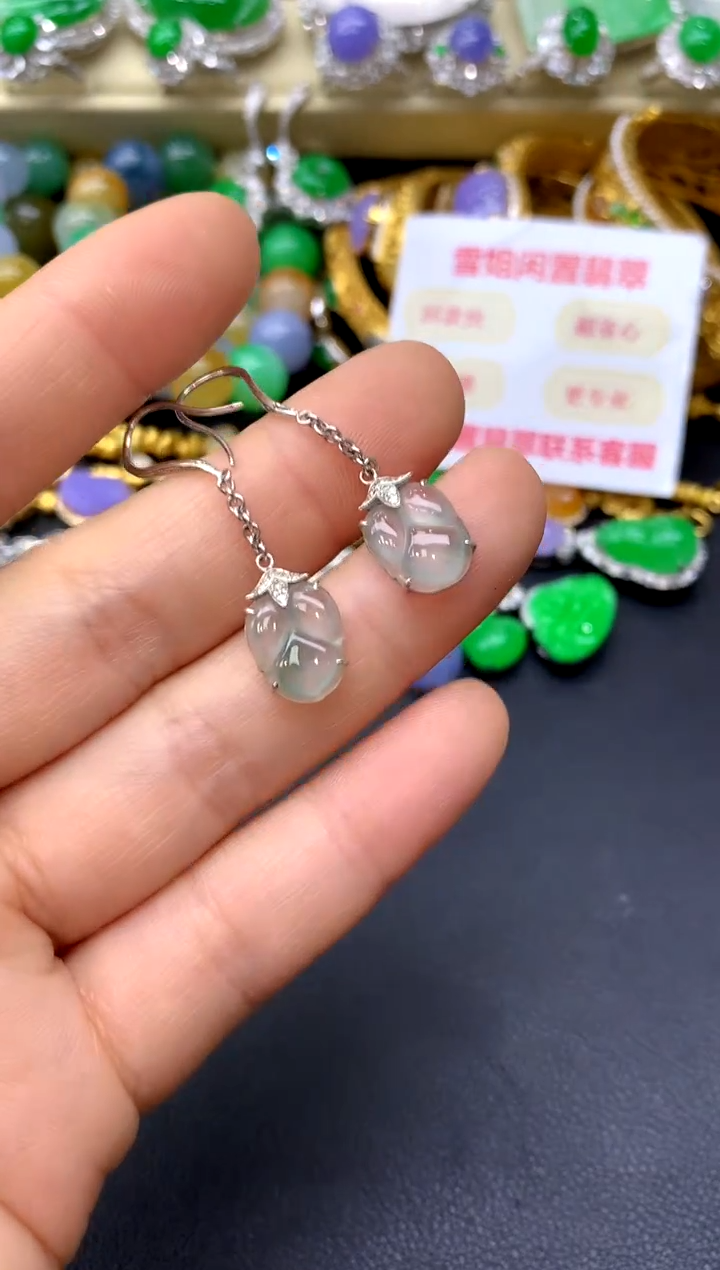 18K金镶嵌翡翠耳饰195-中国好珍宝