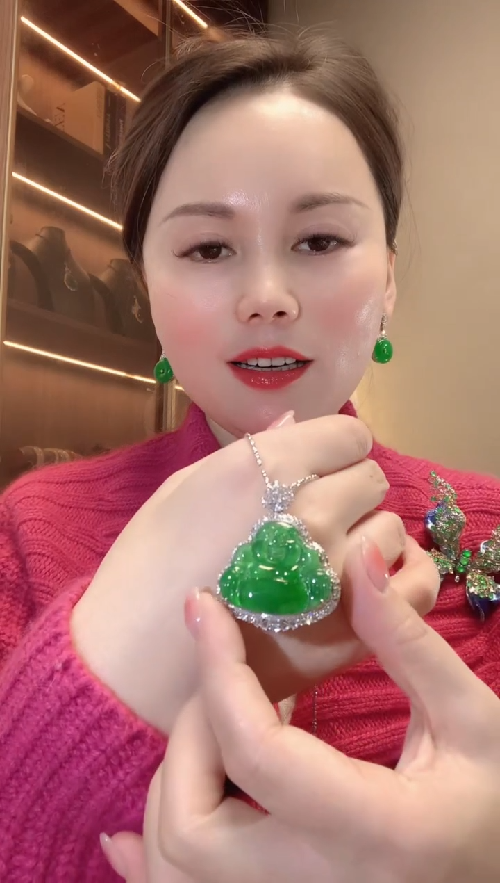 【闪购商品】翡翠吊坠(不含链)18K金镶嵌C12 佛公吊坠