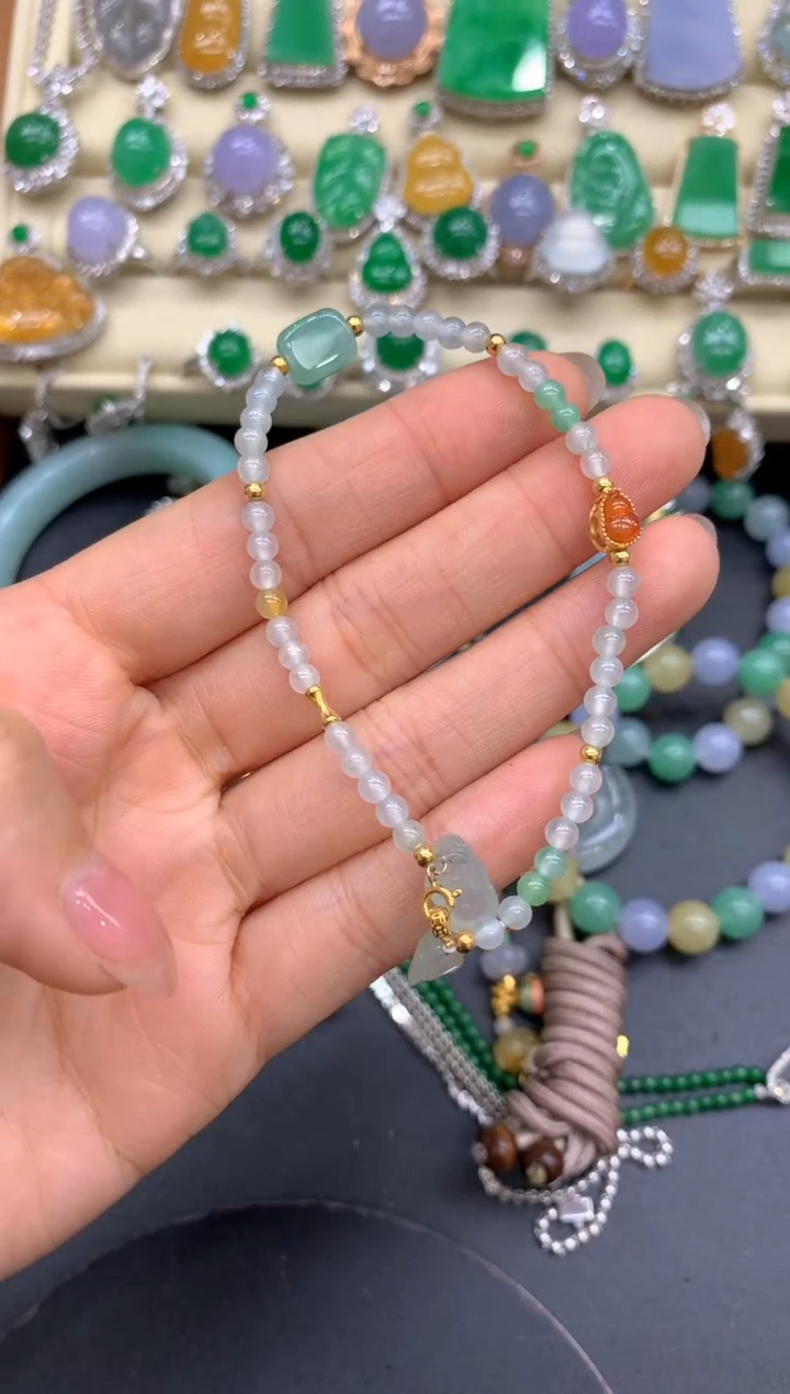 【闪购商品】翡翠手串18K金镶嵌478-中国好珍宝